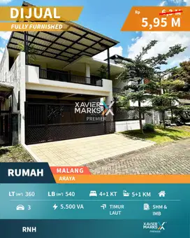Dijual Rumah Araya Malang Full Furnish Modern Tropis