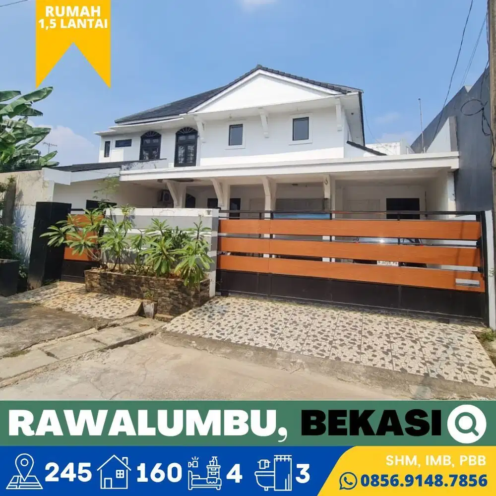 Rumah dijual Murah 1,5 Lantai, Luas, Rawalumbu, 15 Menit Tol Barat,SHM