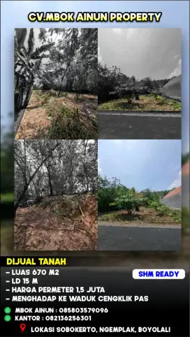 DI JUAL TANAH DEKET WADUK CENGKLIK BOYOLALI