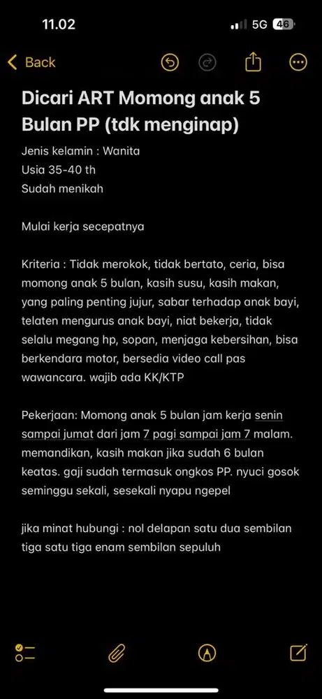 Dicari ART momong bayi 5 bulan secepatnya daerah jatibening PP