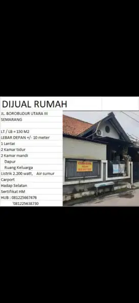 Rumah jl Borobudur utara III no 67 smg
