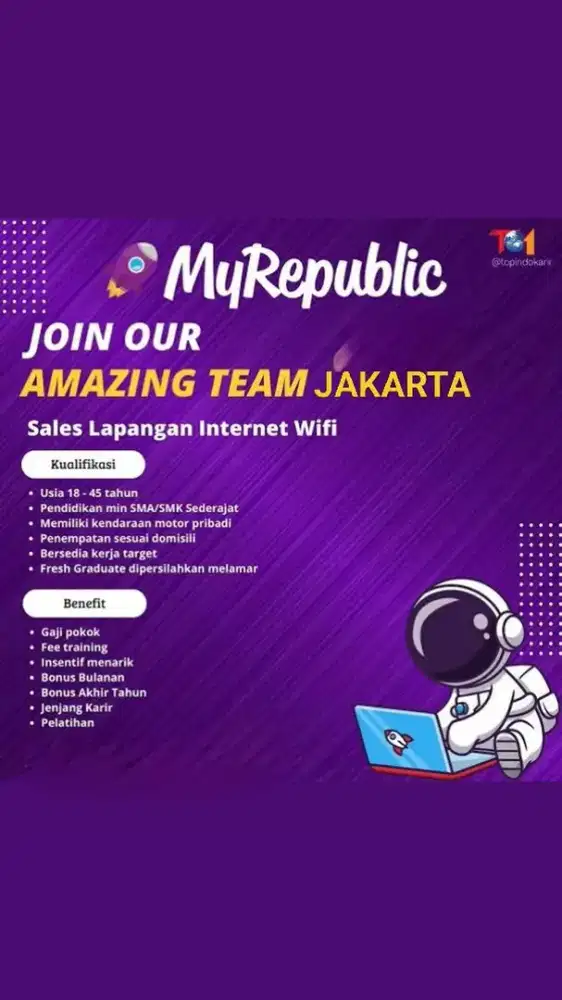 Dibutuhkan segera sales do to door provider wifi myrepublic
