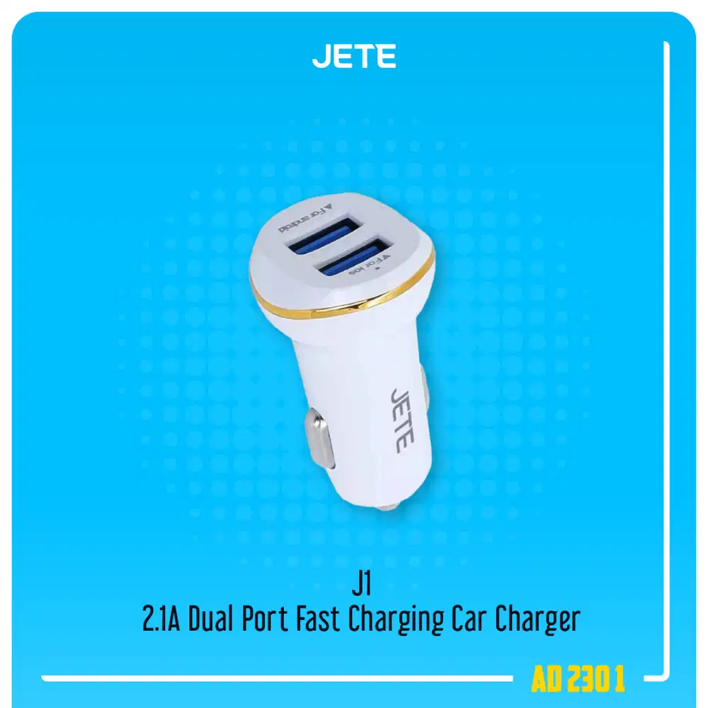 Jete J1 2.1A Dual Port Fast Charging Car Charger Cas Mobil