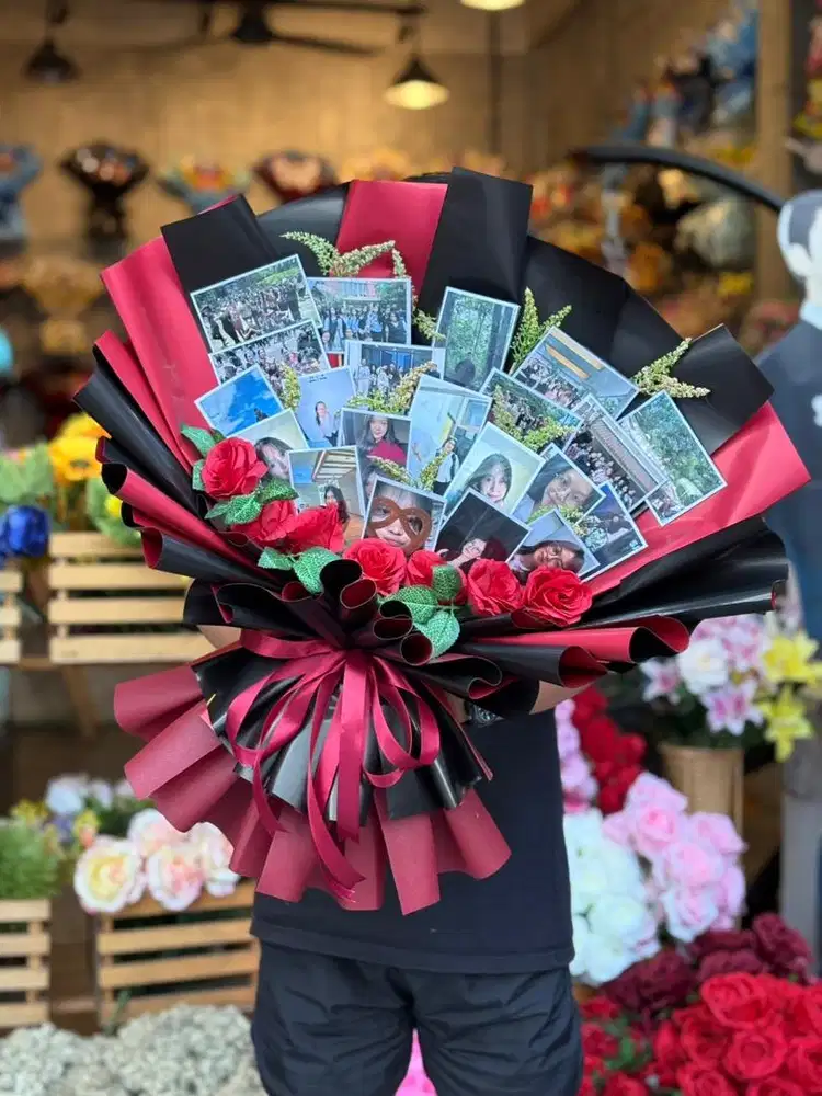 Bouquet Buket Bucket Photo Bunga Kado Hadiah Ulangtahun Wisuda Ultah