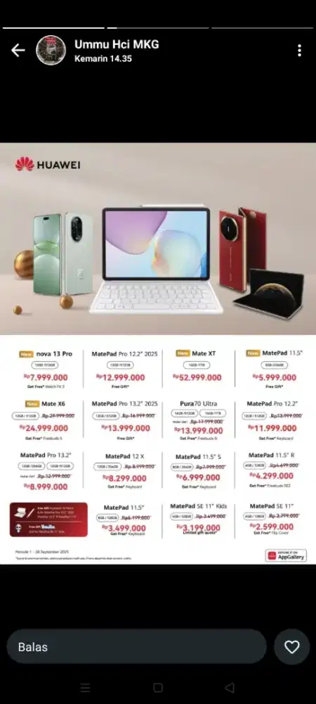 Huawei cicilan 0% tanpa kartu kredit