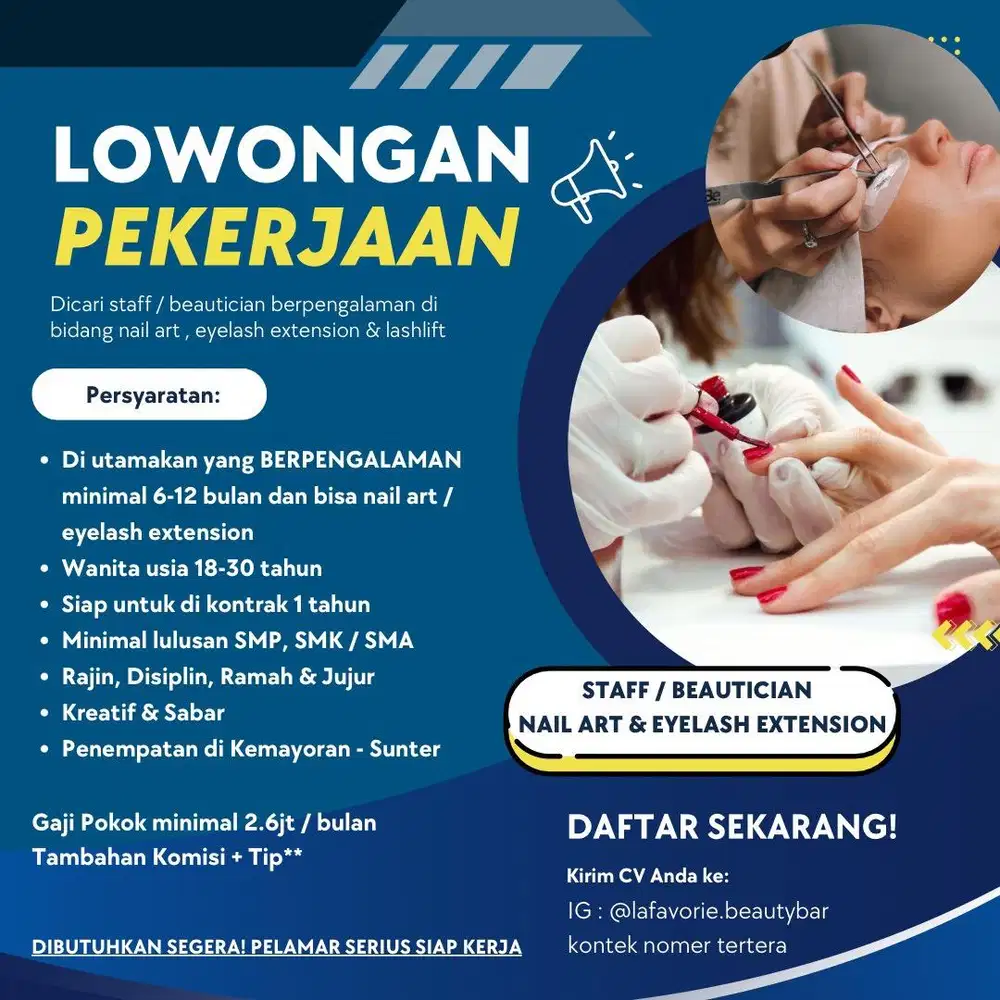 Staff/Beautician Eyelash & Nail Art. WAJIB BERPENGALAMAN