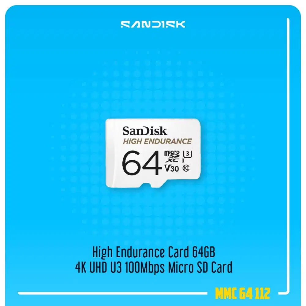 SanDisk High Endurance Card 64GB 4K UHD U3 100Mbps Micro SD Card
