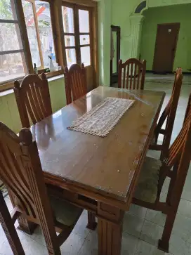 MEJA MAKAN KAYU JATI ASLI