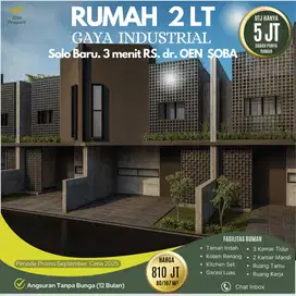 Rumah Exotic Desain Industrial di Solo Baru. Mewah 2 Lt. 3 mnt RS. OEN