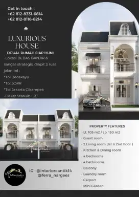 Rumah American Classic 2 lt bebas banjir & strategis