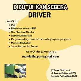 Dibutuhkan segera : DRIVER SIM B