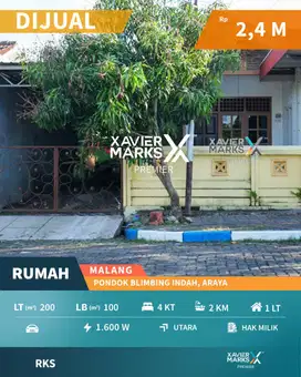 Rumah 4 KT Klasik Terawat di PBI Araya Blimbing Malang