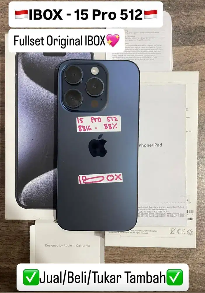 Iphone 15 Pro 512 Blue Titanium Ibox resmi