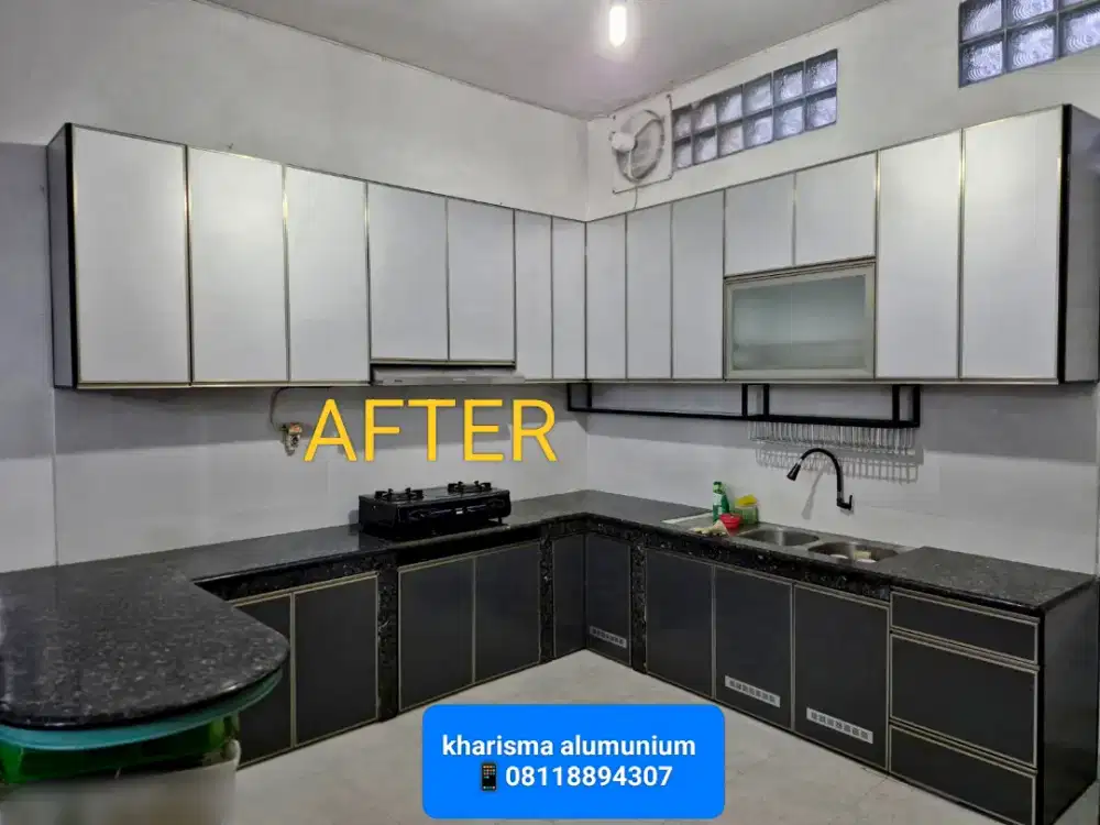 Kitchen set aluminium MINIMALIS, BEBAS RAYAP, TANPA UNSUR KAYU