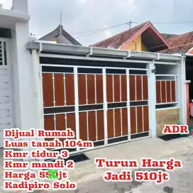 Dijual Rumah Kadipiro Solo