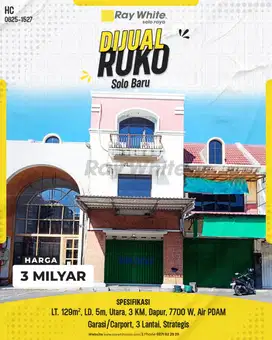Ruko di Kawasan Komplek Bisnis Solo Baru, Sebaris dengan Fave Hotel