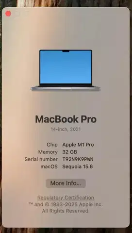 Laptop Macbook pro 14 Inchi M 1