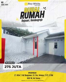 Dijual Rumah di Perumahan Wonorejo, Rejosari, Gondangrejo, Karanganyar