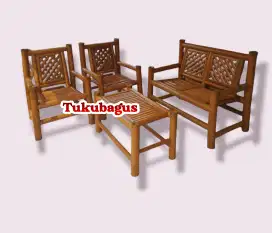 Kursi bambu 1 set mojokerto