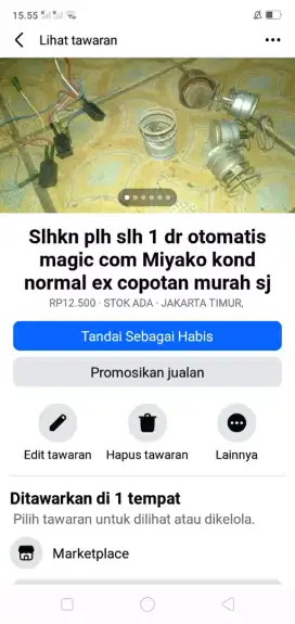 Slhkn plh slh 1 dr otomatis ex copotan magic com kond hdp mgkn perlu
