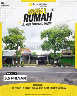 Rumah Luas Cocok Untuk Usaha atau Hunian di Jl. Raya Sukowati, Sragen