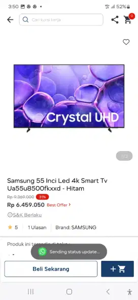 SAMSUNG LED SMART TV 4K 55 INCI