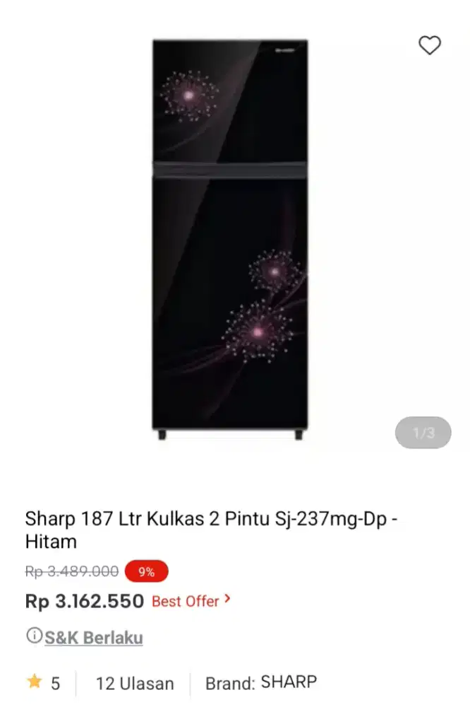 PROMO KREDIT SHARP 187 LTR KULKAS 2 PINTU
