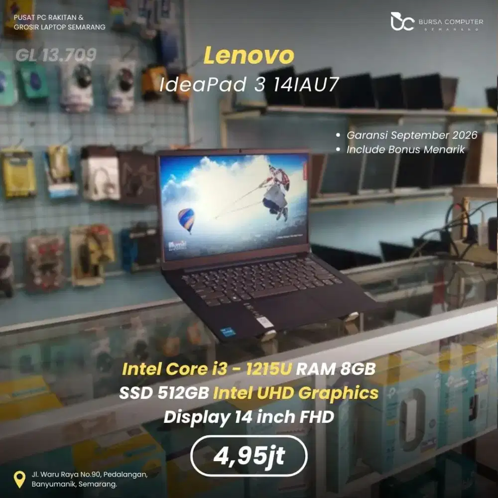 LENOVO Ideapad 3-14IAU7 | Core i3 1215U 8GB 512GB