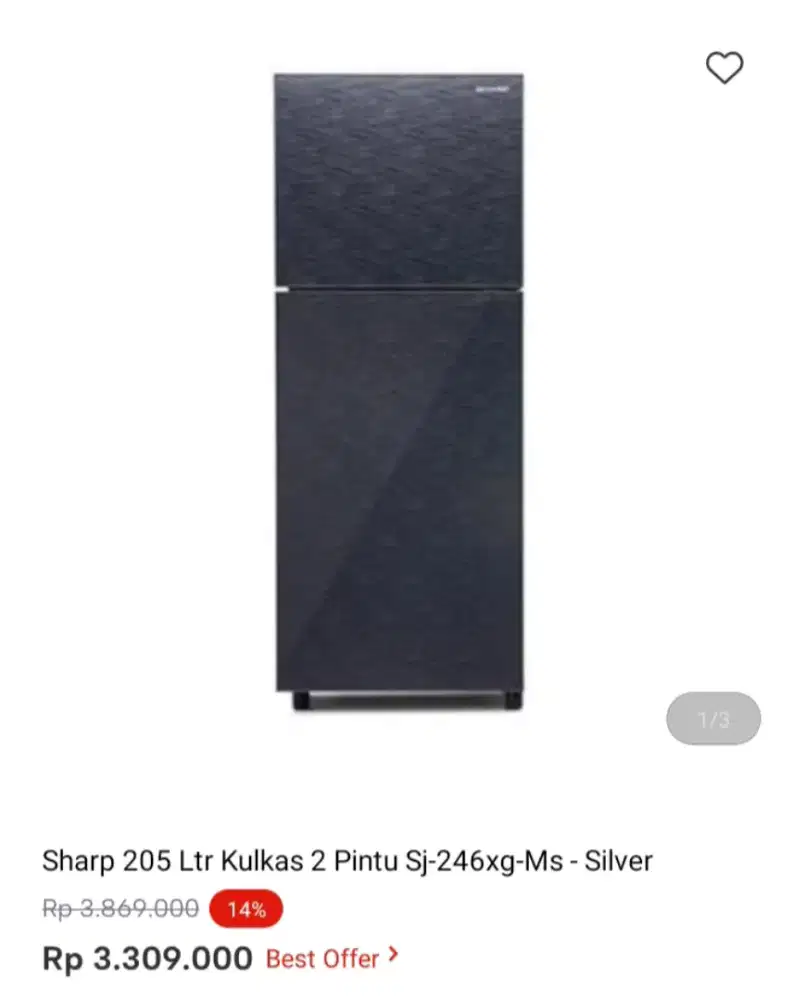 Sharp 205 Ltr Kulkas 2 Pintu Sj- 256xg-Ms - silver