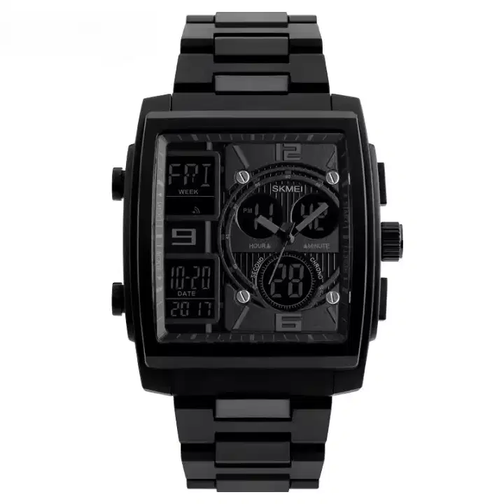 Jam tangan square persegi digital dual time original ab1274 black vers