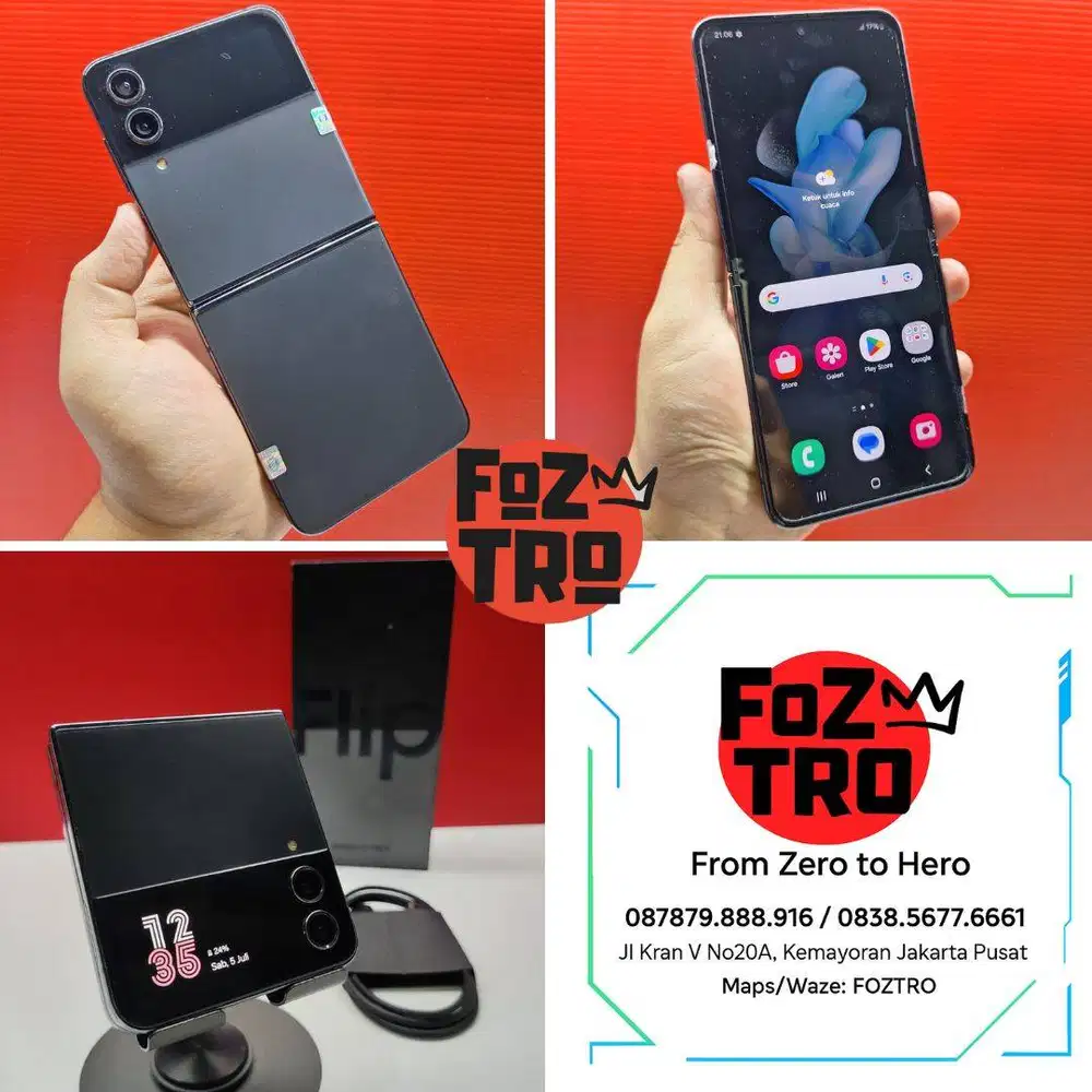 Samsung Galaxy Z Flip 4 RESMI Fullset 8/256GB Black NO MINUS