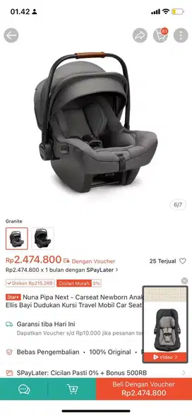 Nuna pipa next carseat granite not stroller not joie not bugaboo