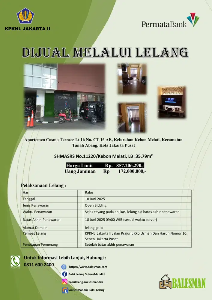 DIJUAL MELALUI LELANG WILAYAH JAKARTA