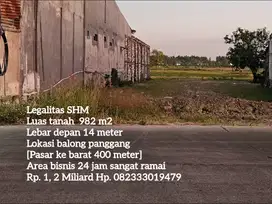Lahan nol jalan raya balong panggang dekat pasar