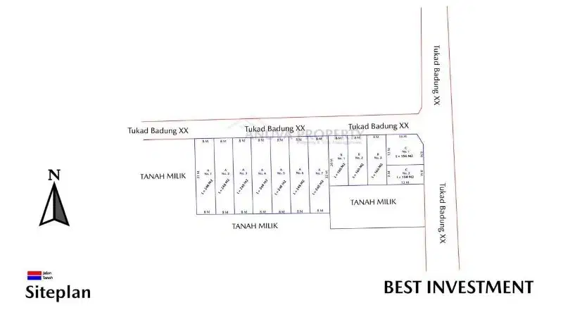 Jual tanah kavling pinggir Jalan Raya  Tukad Badung Renon