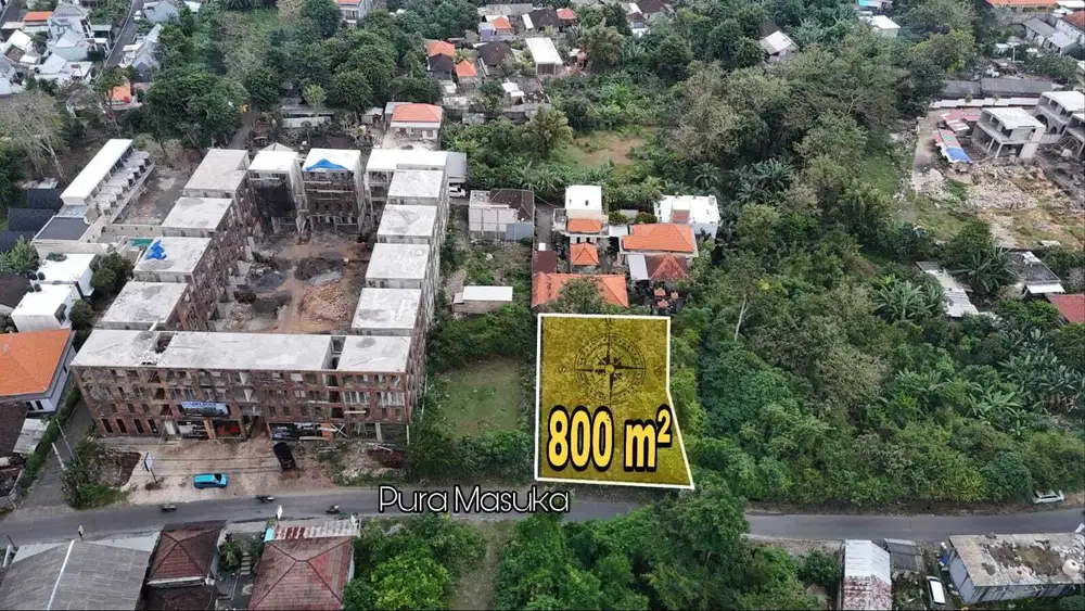 Tanah 800m2 Utama pura masuka, cocok untuk Resto -Ungasan Bali