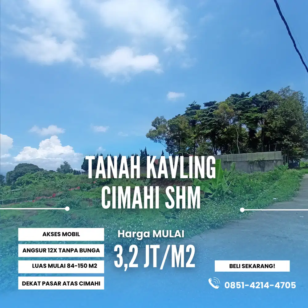 JUAL TANAH CIMAHI LUAS 100 METERAN SIAP BANGUN AKSES MUDAH