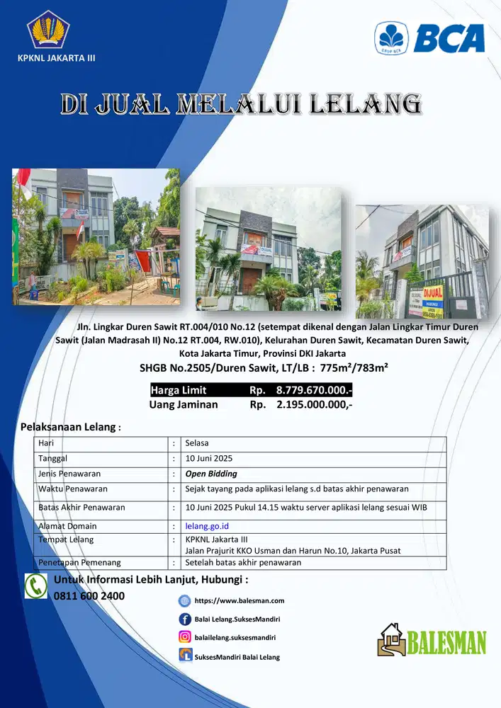 DIJUAL MELALUI LELANG WILAYAH JAKARTA