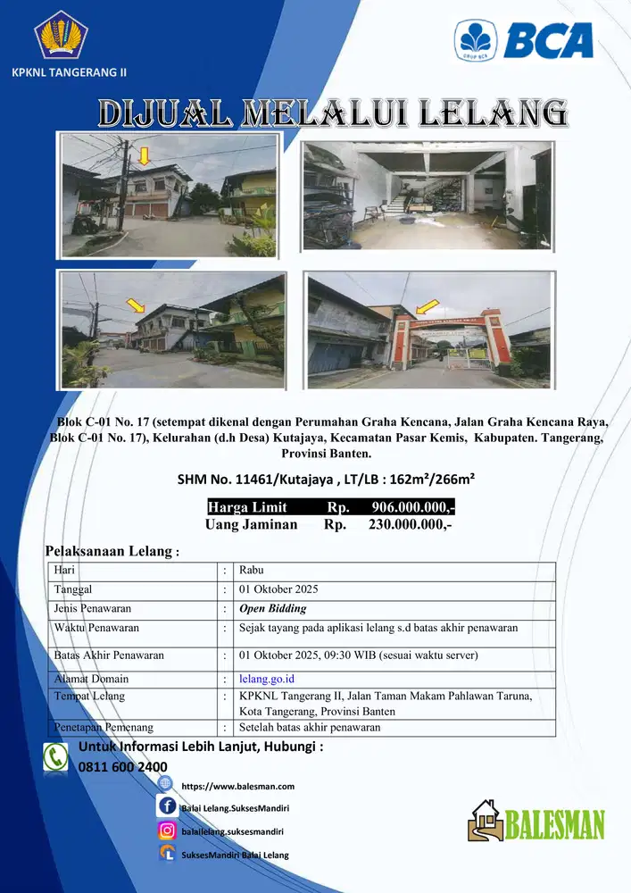 DIJUAL RUMAH MELALUI LELANG WILAYAH BANTEN