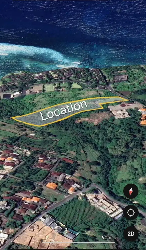 Lease hold ocean view Sundays beach 54 are idr 15mill/are/years