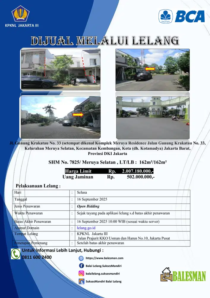 DIJUAL RUMAH MELALUI LELANG WILAYAH DKI JAKARTA
