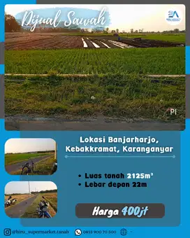Tanah Sawah Lokasi Banjarharjo Kebakkramat