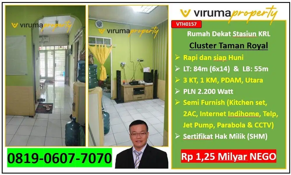 VTH0157 - Rumah Cluster Taman Royal, Dekat Stasiun Batu Ceper