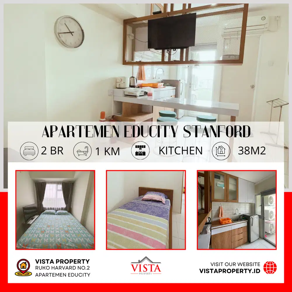 Sewa Apartemen Educity Harvard Type 2BR Furnished by Vista Property