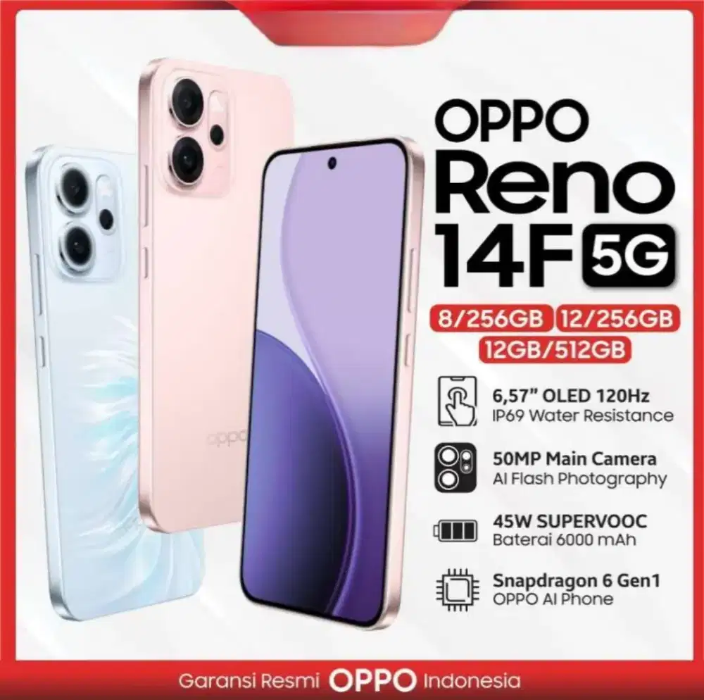 OPPO RENO 14F 12/512GB BISA KREDIT SYARAT KTP SAJA
