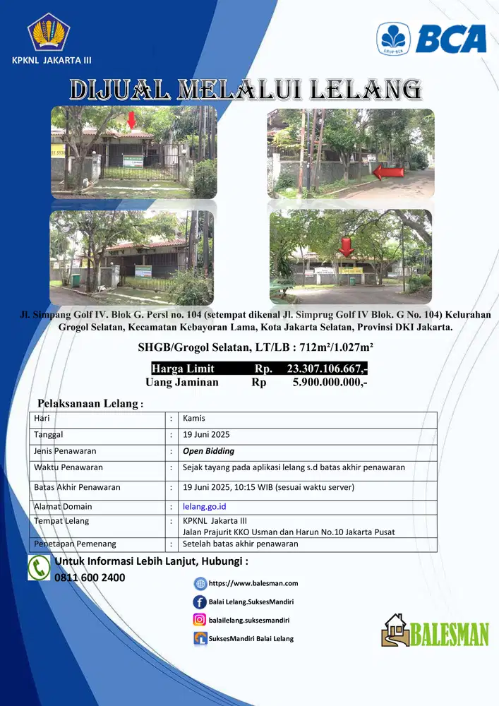 DIJUAL MELALUI LELANG WILAYAH JAKARTA