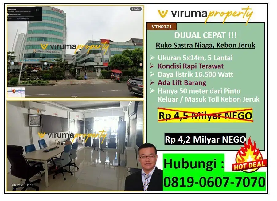 VTH0121 - Jual Cepat, Ruko Sastra Graha, Kebon Jeruk, Jakarta Barat