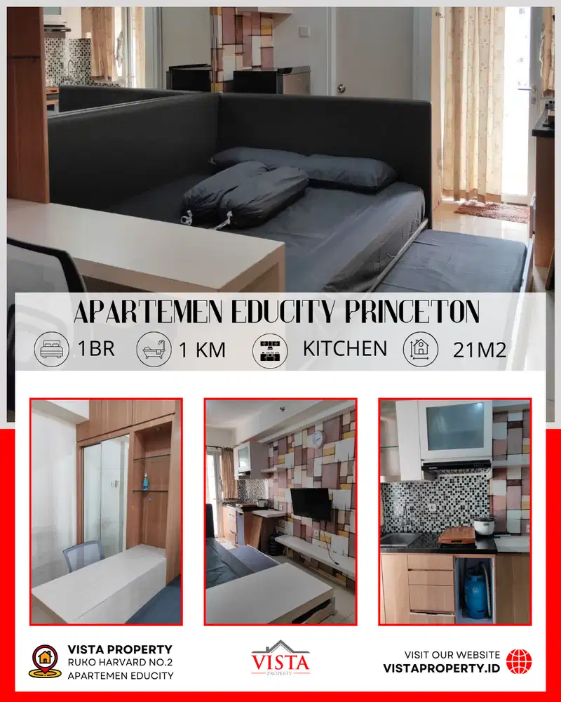 Disewakan Educity Princeton Type Studio Furnished by Vista Property