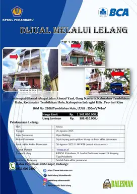 DIJUAL RUMAH MELALUI LELANG WILAYAH PEKANBARU