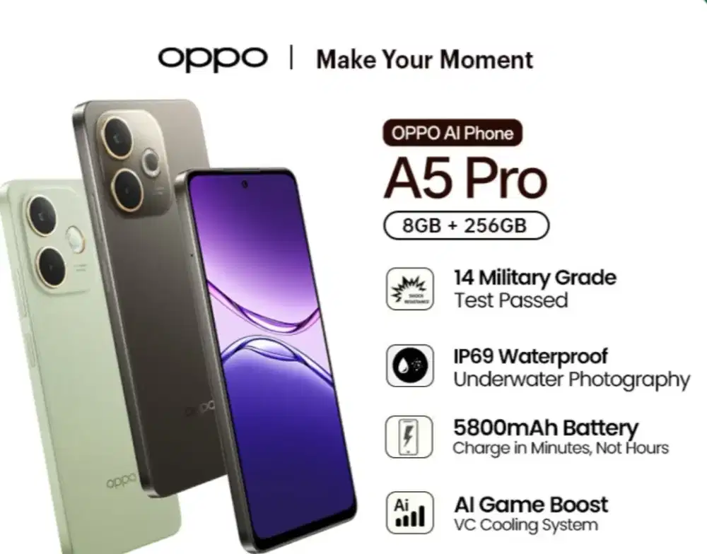 OPPO A5 PRO 8/256GB BISA KREDIT SYARAT KTP SAJA